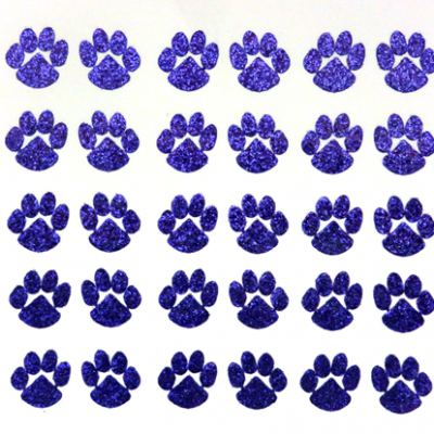 Mini Paw Glitter Sticker Sheet - Purple - 30 per sheet