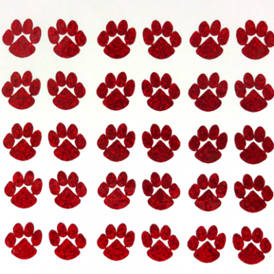 Mini Paw Glitter Sticker Sheet - Red - 30 per sheet