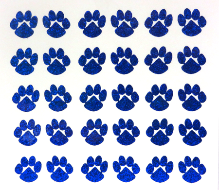 Mini Paw Glitter Sticker Sheet - Royal - 30 per sheet