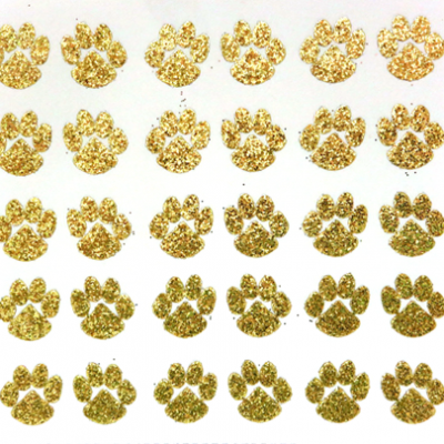 Mini Paw Glitter Sticker Sheet - Soft Gold - 30 per sheet