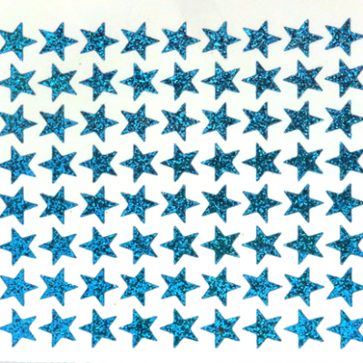 Mini Star Glitter Sticker Sheet - Baby Blue - 72 per sheet