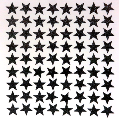 Mini Star Glitter Sticker Sheet - Black - 72 per sheet