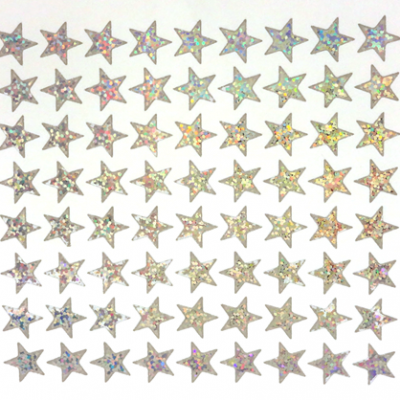 Mini Star Sticker Sheet - Holographic Silver - 72 per sheet