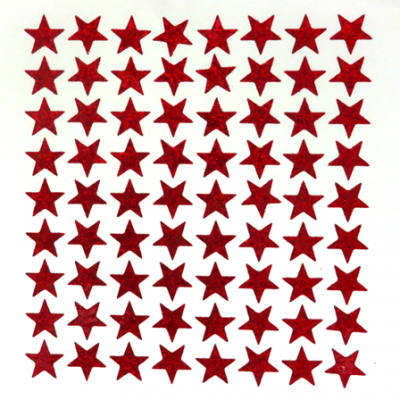 Mini Star Glitter Sticker Sheet - Red - 72 per sheet