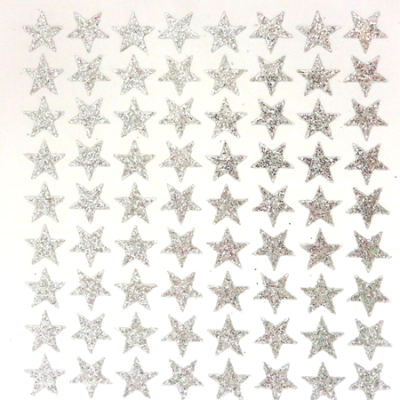 Mini Star Glitter Sticker Sheet - Silver - 72 per sheet