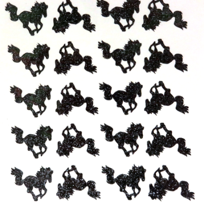 Mustang Glitter Sticker Sheet - Black - 20 per sheet