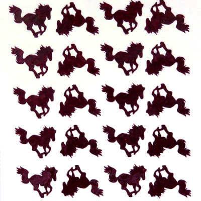 Mustang Glitter Sticker Sheet - Burgundy - 20 per sheet