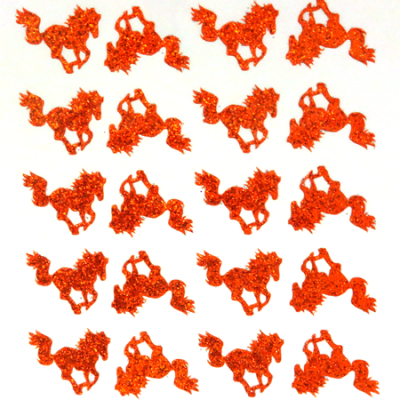 Mustang Glitter Sticker Sheet - Orange - 20 per sheet