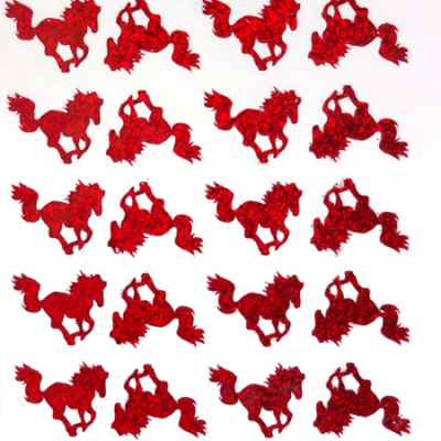 Mustang Glitter Sticker Sheet - Red - 20 per sheet