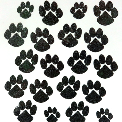 Paw Glitter Sticker Sheet - Black - 16 per sheet