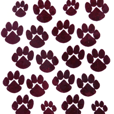 Paw Glitter Sticker Sheet - Burgundy - 16 per sheet