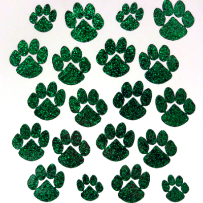 Paw Glitter Sticker Sheet - Emerald - 16 per sheet