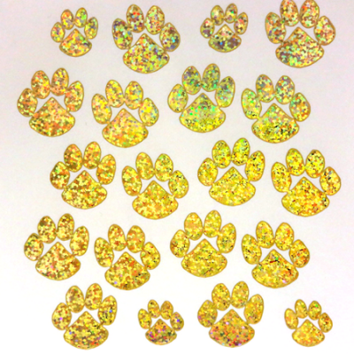 Paw Sticker Sheet - Holographic Gold - 16 per sheet