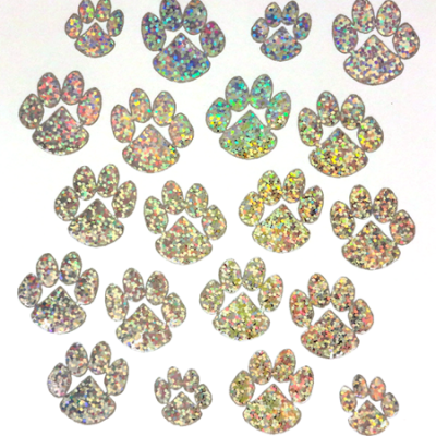 Paw Sticker Sheet - Holographic Silver - 16 per sheet
