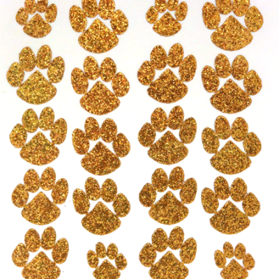 Paw Glitter Sticker Sheet - Old Gold - 16 per sheet