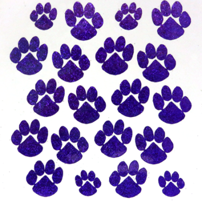 Paw Glitter Sticker Sheet - Purple - 16 per sheet