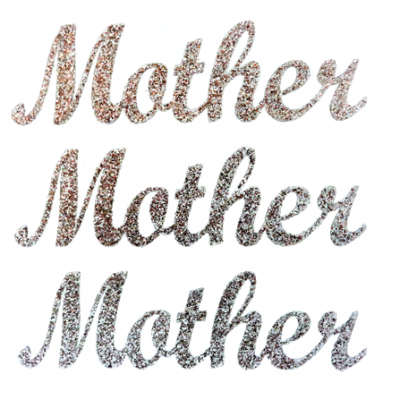 Mother - Glitter Script Lettering Sheets - Silver - 3 per sheet