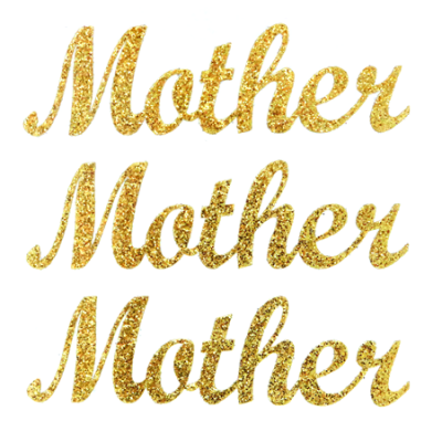Mother - Glitter Script Lettering Sheets - Soft Gold - 3 per sheet