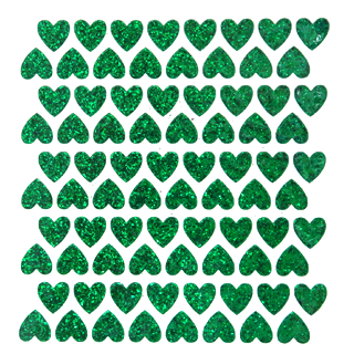 Mini Heart Glitter Sticker Sheet - Emerald - 80 per sheet