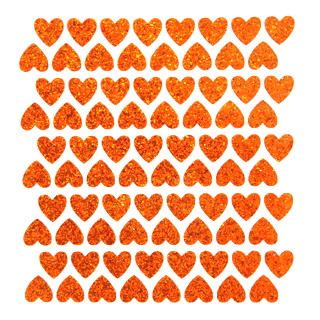 Mini Heart Glitter Sticker Sheet - Orange - 80 per sheet