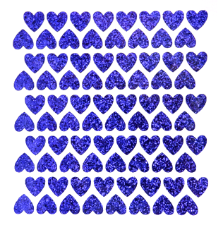Mini Heart Glitter Sticker Sheet - Purple - 80 per sheet