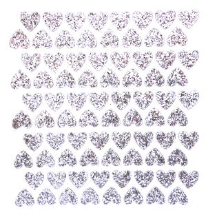 Mini Heart Glitter Sticker Sheet - Silver - 80 per sheet