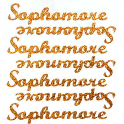 Sophomore Glitter Sticker Sheet - Old Gold - 7 per sheet