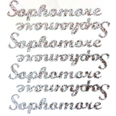 Sophomore Glitter Sticker Sheet - Silver - 7 per sheet