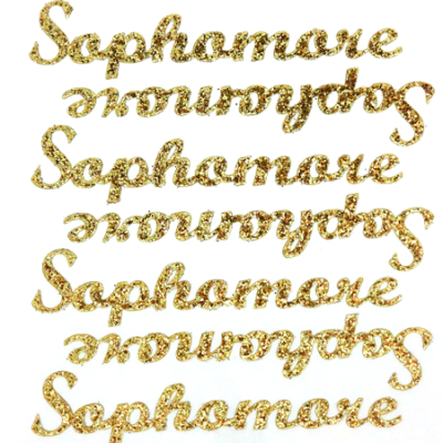 Sophomore Glitter Sticker Sheet - Soft Gold - 7 per sheet