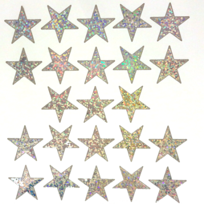 Star Sticker Sheet - Holographic Silver - 23 per sheet
