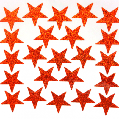 Star Glitter Sticker Sheet - Orange - 23 per sheet