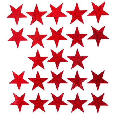 Star Glitter Sticker Sheet - Red - 23 per sheet