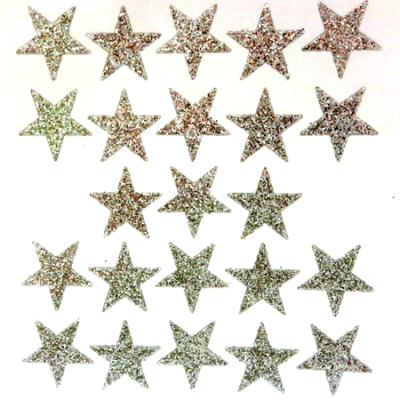 Star Glitter Sticker Sheet - Silver - 23 per sheet