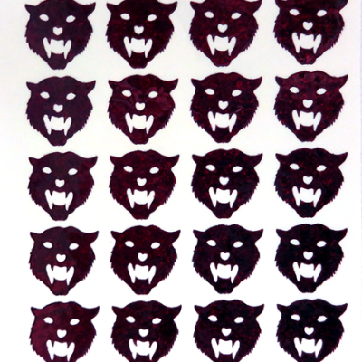 Tiger Glitter Sticker Sheet - Burgundy - 20 per sheet