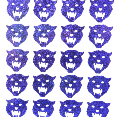 Tiger Glitter Sticker Sheet - Purple - 20 per sheet