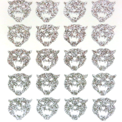 Tiger Glitter Sticker Sheet - Silver - 20 per sheet