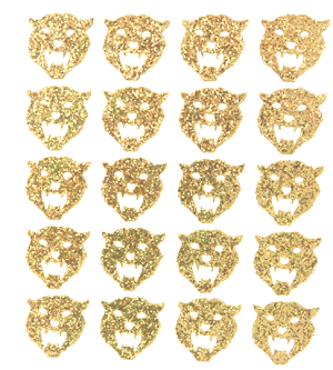 Tiger Glitter Sticker Sheet - Soft Gold - 20 per sheet