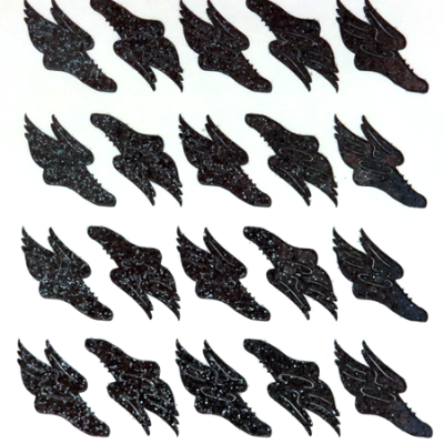 Track Shoe Glitter Sticker Sheet - Black - 20 per sheet