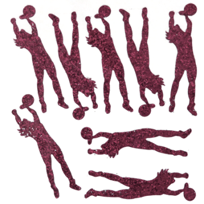 Volleyball Player Glitter Sticker Sheet - Burgundy - 8 per sheet
