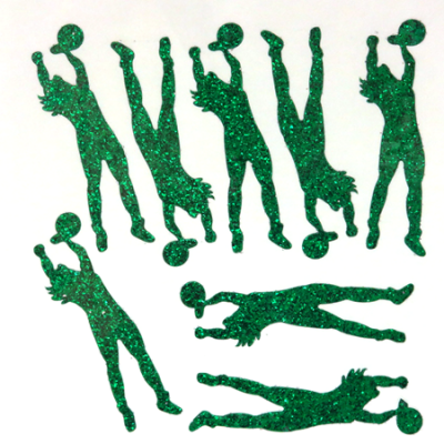 Volleyball Player Glitter Sticker Sheet - Emerald - 8 per sheet