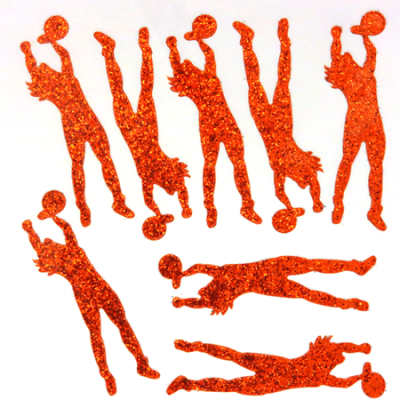 Volleyball Player Glitter Sticker Sheet - Orange - 8 per sheet