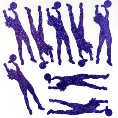 Volleyball Player Glitter Sticker Sheet - Purple - 8 per sheet