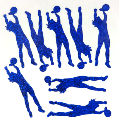 Volleyball Player Glitter Sticker Sheet - Royal - 8 per sheet