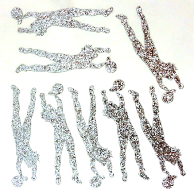 Volleyball Player Glitter Sticker Sheet - Silver - 8 per sheet