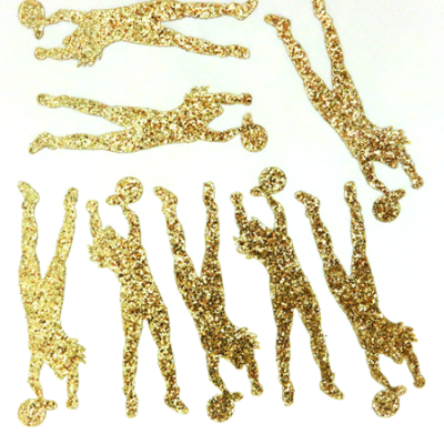 Volleyball Player Glitter Sticker Sheet - Soft Gold - 8 per sheet