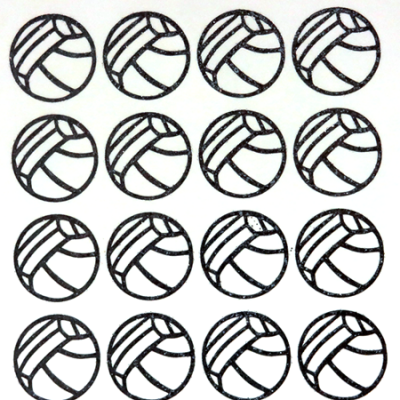 Volleyball Glitter Sticker Sheet - Black - 16 per sheet