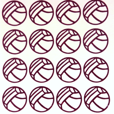 Volleyball Glitter Sticker Sheet - Burgundy - 16 per sheet