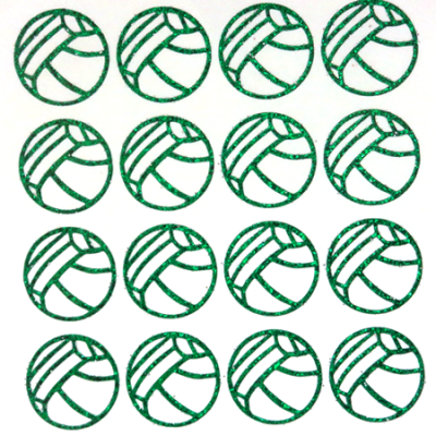 Volleyball Glitter Sticker Sheet - Emerald - 16 per sheet