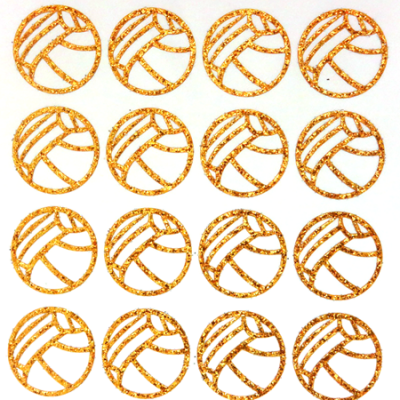 Volleyball Glitter Sticker Sheet - Old Gold - 16 per sheet