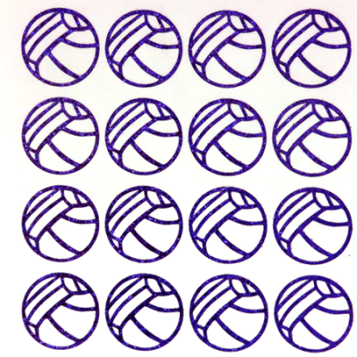 Volleyball Glitter Sticker Sheet - Purple - 16 per sheet